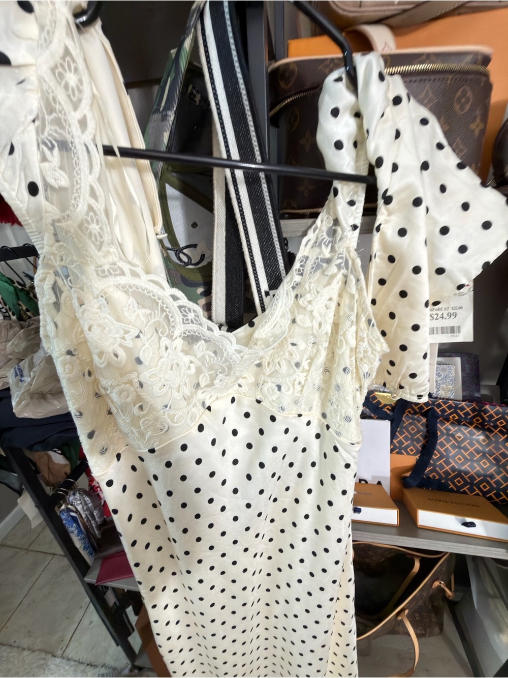 Jessica Simpson Cream Polka Dot Lace Maxi Dress - Picture 3 of 5